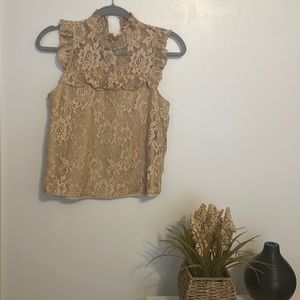 Lace Tan Sleeveless Top